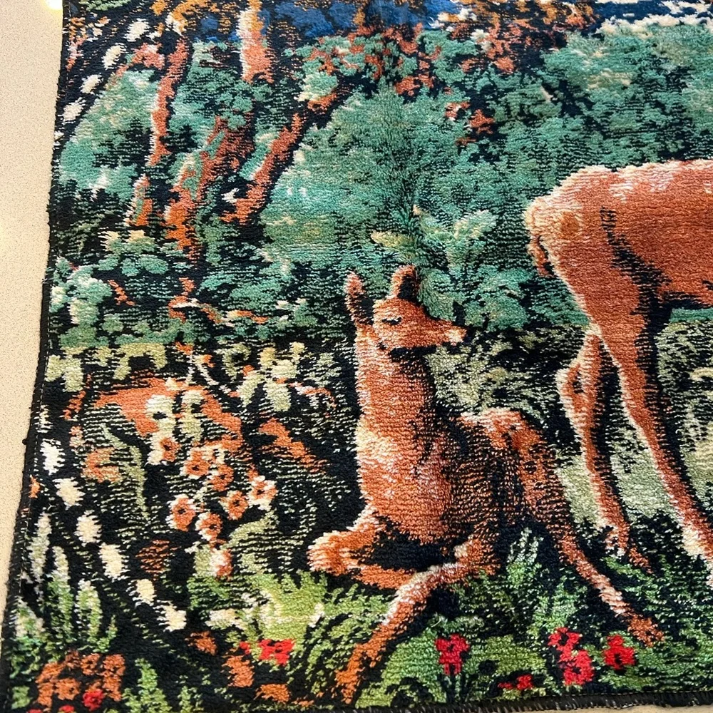 Vintage Retro Deer Tapestry Wall Decor 38 x 20 Rustic Cabin Farmhouse